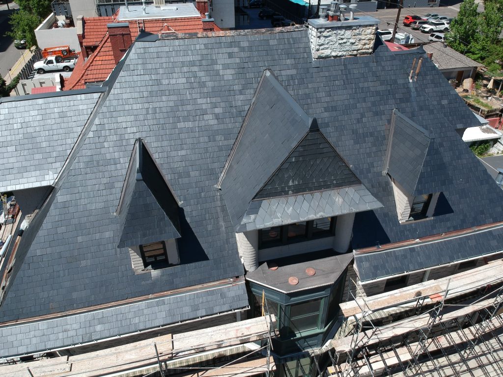 Custom natural slate roof on a historic home in Capitol Hill, Denver, Colorado