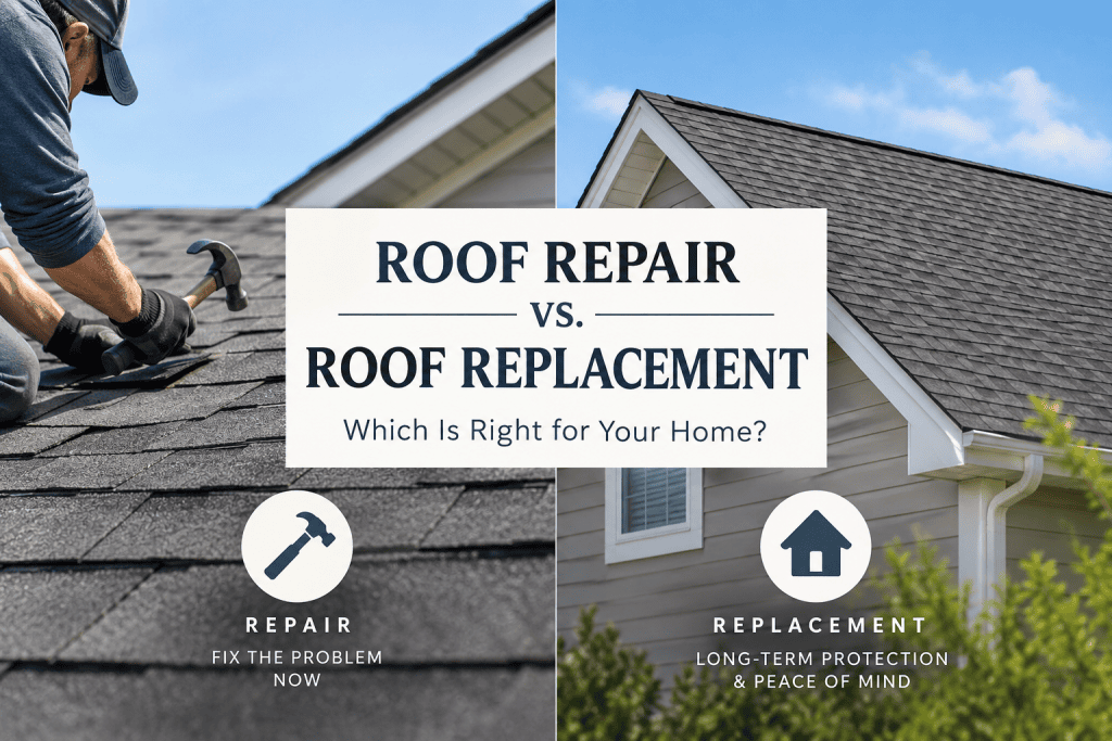 Roof replacement vs roof repair decision guide for a Colorado home with hail damage.